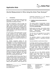 Application Note Alcohol Measurement in Wine Using the Anton Paar Alcolyzer  