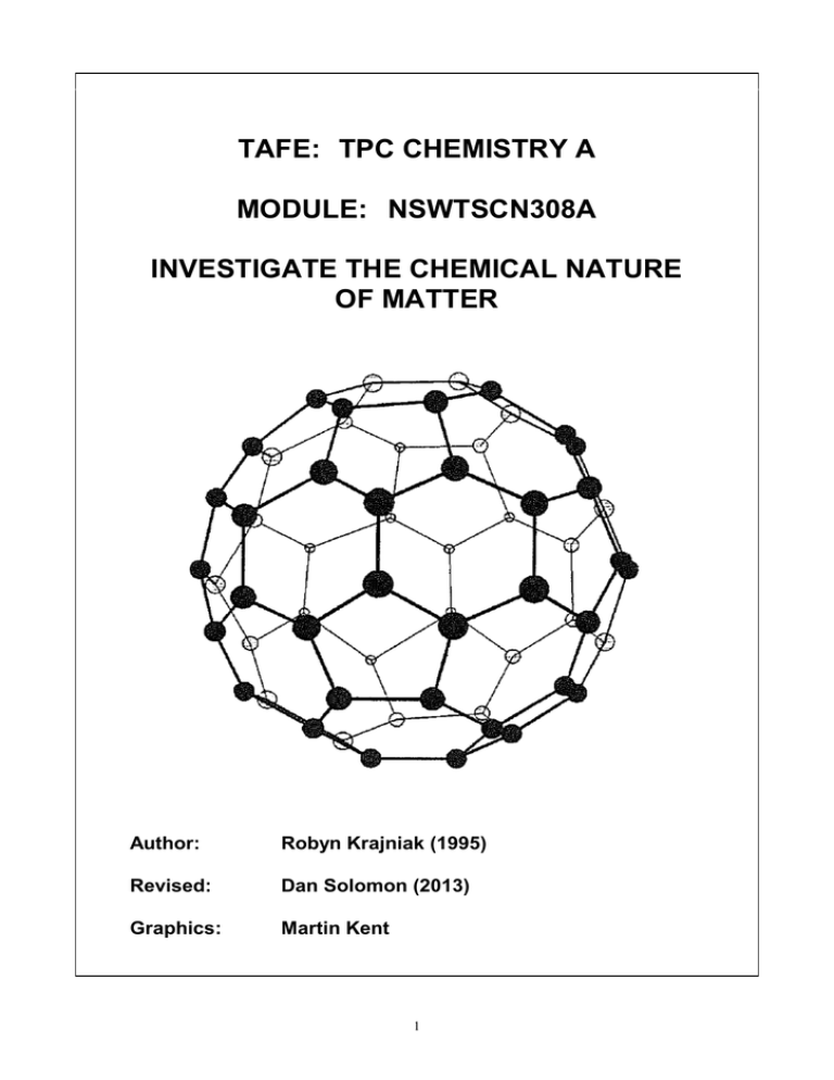 Tafe Tpc Chemistry A Module Nswtscn308a Investigate The Chemical Nature