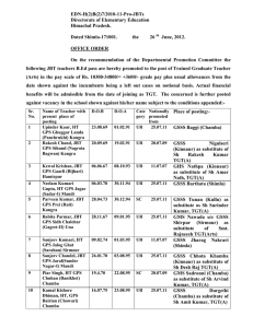 EDN-H(2)B(2)7/2010-11-Pro-JBTs Directorate of Elementary Education Himachal Pradesh.