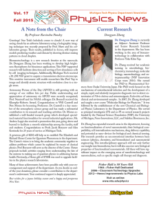 Physics News A Note from the Chair Current Research Vol. 17