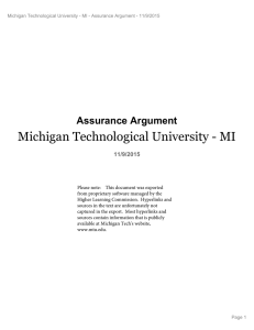 Michigan Technological University - MI Assurance Argument 11/9/2015