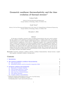 Geometric nonlinear thermoelasticity and the time evolution of thermal stresses ∗† Souhayl Sadik