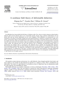A nonlinear ﬁeld theory of deformable dielectrics ARTICLE IN PRESS Zhigang Suo
