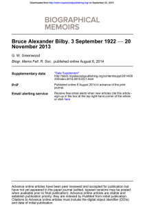 20 Bruce Alexander Bilby. 3 September 1922 November 2013 −−