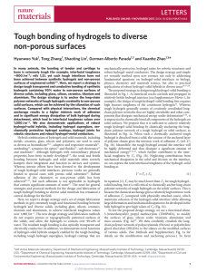 Tough bonding of hydrogels to diverse non-porous surfaces LETTERS *