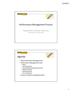 Agenda Performance Management Process Department of Human Resources  Why Performance Management? 