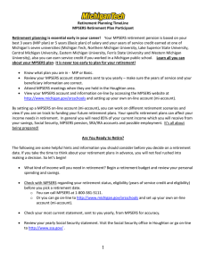 Retirement Planning TimeLine MPSERS Retirement Plan Participant