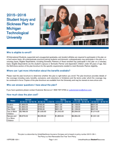2015–2016 Student Injury and Sickness Plan for Michigan