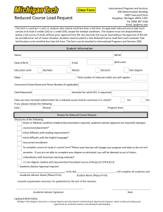 Reduced Course Load Request  Clear Form