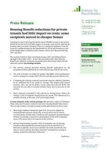 Press Release Housing Benefit reductions for private