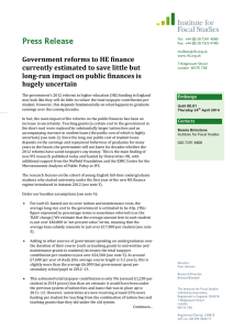 Press Release Government reforms to HE finance