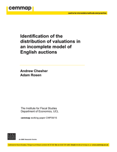 Identification of the distribution of valuations in an incomplete model of English auctions