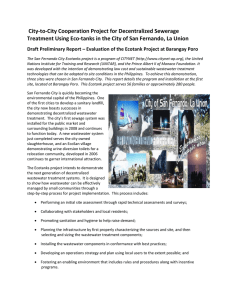  City‐to‐City Cooperation Project for Decentralized Sewerage  Treatment Using Eco‐tanks in the City of San Fernando, La Union 
