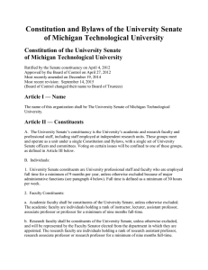 Constitution and Bylaws of the University Senate of Michigan Technological University