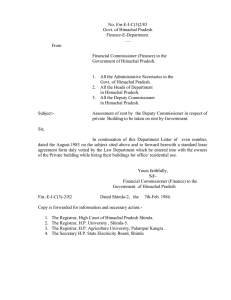 No. Fin-E-I-C(3)2/83 Govt. of Himachal Pradesh Finance-E-Department. ….
