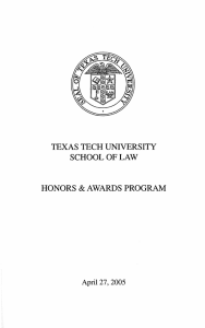 TEXAS TECH UNIVERSITY SCHOOL OF LAW HONORS AWARDS PROGRAM