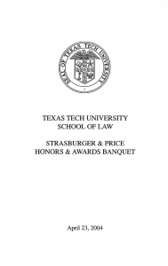 TEXAS TECH UNIVERSITY SCHOOL OF LAW STRASBURGER PRICE