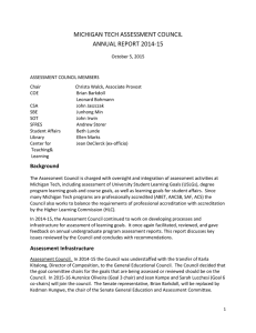MICHIGAN TECH ASSESSMENT COUNCIL ANNUAL REPORT 2014-15