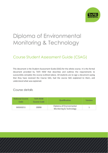 Diploma of Environmental Monitoring &amp; Technology Course Student Assessment Guide (CSAG)