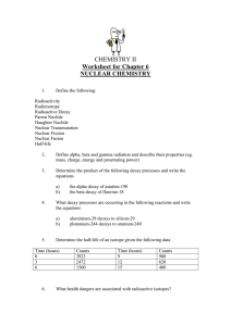 CHEMISTRY II Worksheet for Chapter 6 NUCLEAR CHEMISTRY