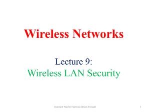 Wireless Networks  Wireless LAN Security Lecture 9: