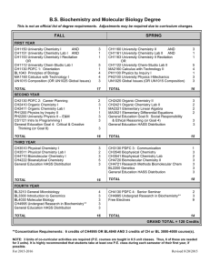 B.S. Biochemistry and Molecular Biology Degree