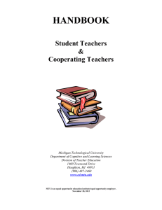 HANDBOOK Student Teachers &amp; Cooperating Teachers