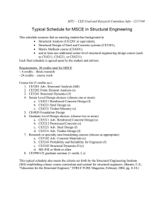 Typical Schedule for MSCE in Structural Engineering