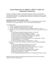 Typical Degree Plan for MSEnE or MSCE in Water and