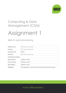 Assignment 1 Computing &amp; Data Management (CDM)