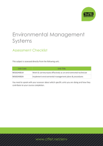 Environmental Management Systems Assessment Checklist