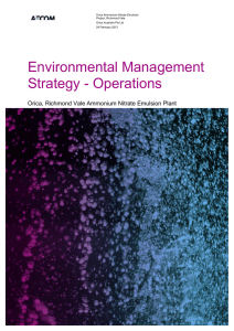 Environmental Management Strategy - Operations Orica, Richmond Vale Ammonium Nitrate Emulsion Plant