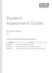 Student Assessment Guide Sustainability
