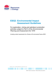 ESG2: Environmental Impact Assessment Guidelines For exploration, mining and petroleum production Environmental
