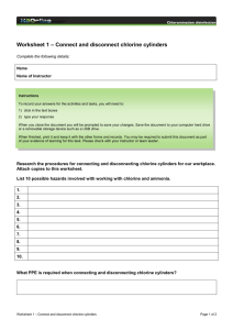 – Connect and disconnect chlorine cylinders Worksheet 1  Complete the following details: