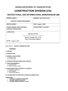 CONSTRUCTION DIVISION (CD) INSTRUCTIONAL AND INFORMATIONAL MEMORANDUM (IIM) VIRGINIA DEPARTMENT OF TRANSPORTATION