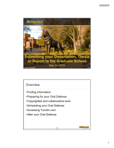 Submitting your Dissertation, Thesis or Report to the Graduate School