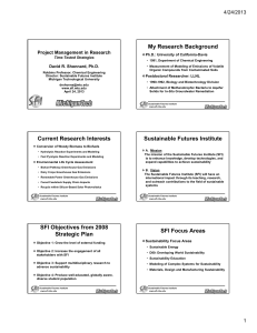 My Research Background 4/24/2013 Project Management in Research David R. Shonnard, Ph.D.