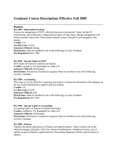 Graduate Course Descriptions Effective Fall 2005 Business