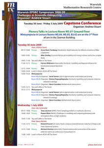 Capstone Conference Warwick EPSRC Symposium 2008/09 Challenges in Scientific Computing Organiser: Andrew Stuart