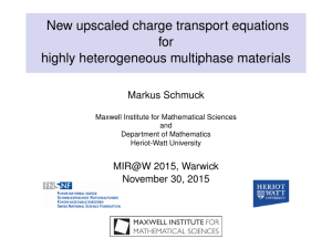 New upscaled charge transport equations for highly heterogeneous multiphase materials Markus Schmuck