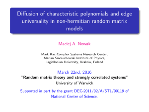 Diffusion of characteristic polynomials and edge universality in non-hermitian random matrix models