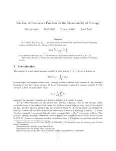 Solution of Shannon’s Problem on the Monotonicity of Entropy Shiri Artstein