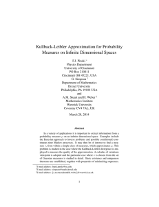 Kullback-Leibler Approximation for Probability Measures on Infinite Dimensional Spaces