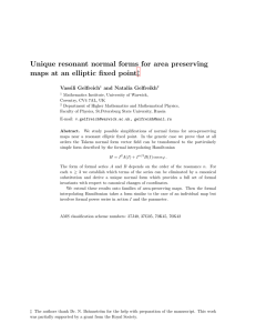 Unique resonant normal forms for area preserving ‡ t Vassili Gelfreich