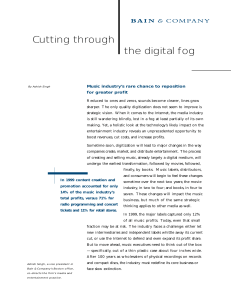 Cutting through the digital fog Music industry’s rare chance to reposition