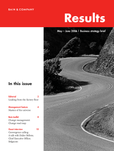 Results In this issue May – June 2006 | Business strategy brief