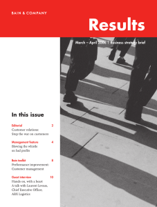 Results In this issue March – April 2006 | Business strategy brief