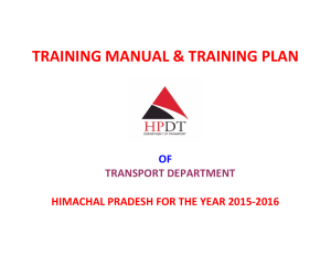 TRAINING MANUAL &amp; TRAINING PLAN OF TRANSPORT DEPARTMENT