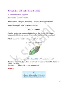 Permutations with  and without Repetition  1. Permutations with  Repetition